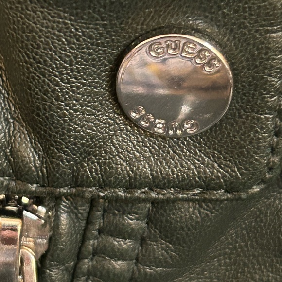 GUESS Women's Faux-Leather Moto Dark Green  Jacket - Picture 14 of 16